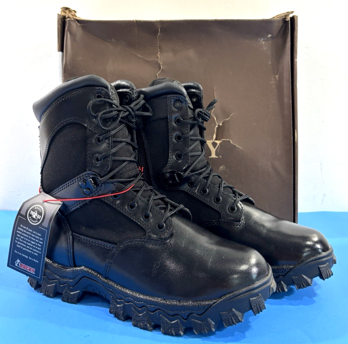 NIB 8.5 M ROCKY 2173 MENS ALPHA FORCE ZIPPER WATERPROOF PUBLIC SERVICE BOOTS