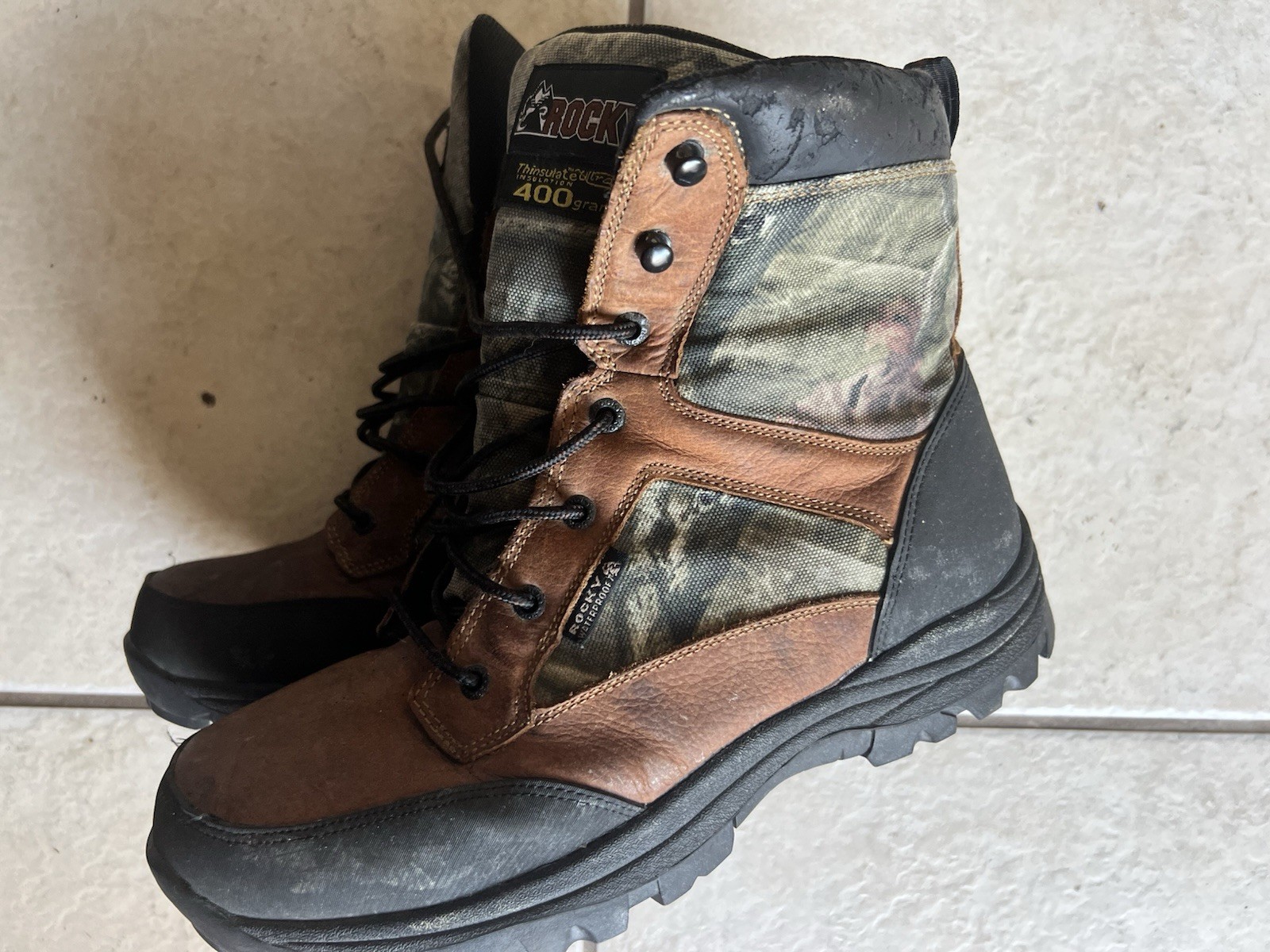 Rocky 4755 8 Inch Core Camo 800G Waterproof  Mens  Boots Ankle Brown Size 11.5aw