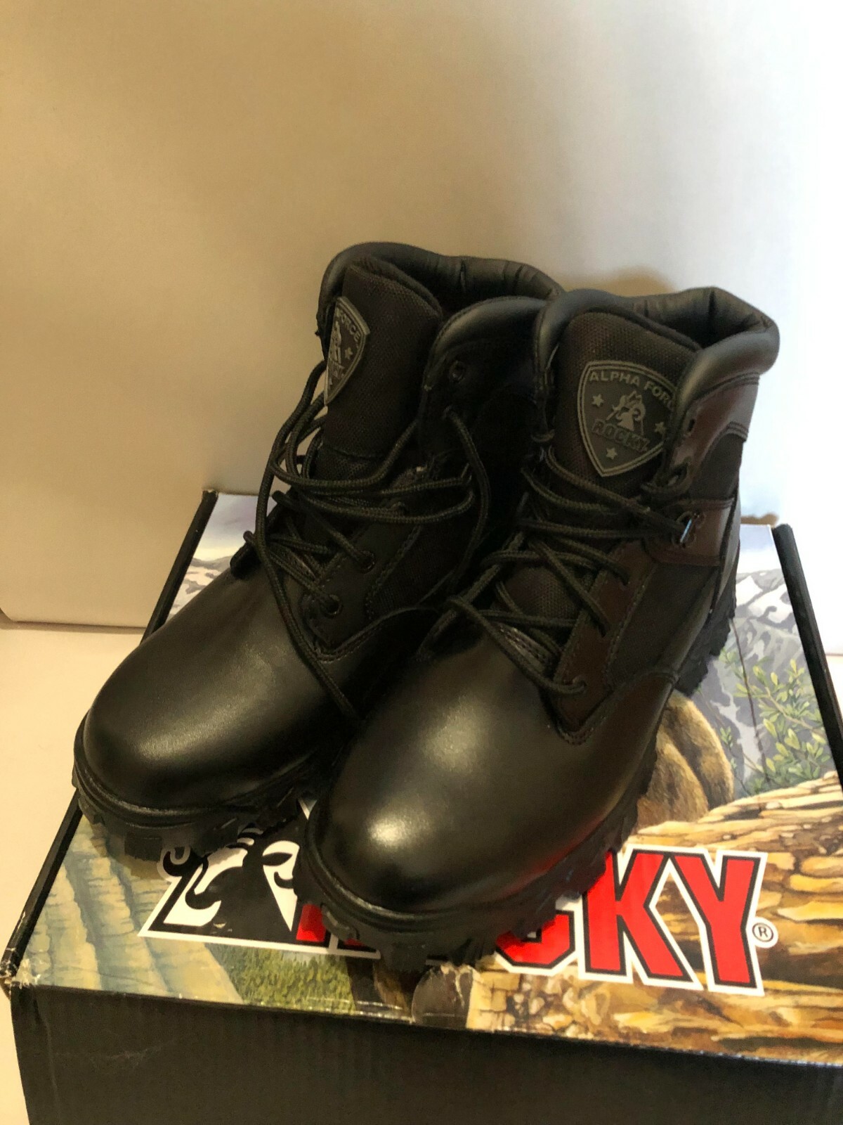 New Men’s Rocky ALPHA FORCE Comp Toe Black Boot – 2167 Size 8 Wide Waterproof