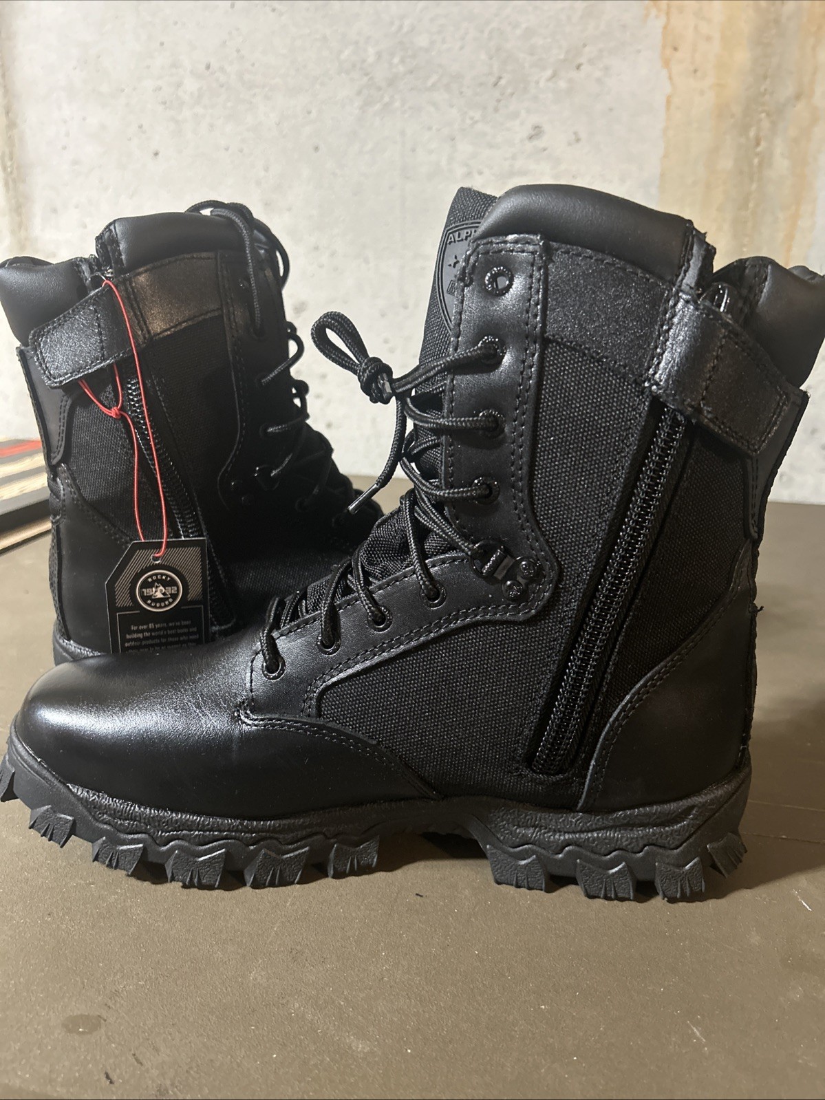 Rocky Alpha Force Zipper Tactical Size 12w Black Waterproof Boots