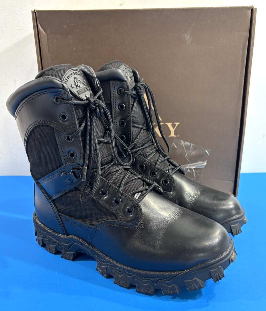 GUC 7.5 M ROCKY 2173 MENS ALPHA FORCE ZIPPER WATERPROOF PUBLIC SERVICE BOOTS