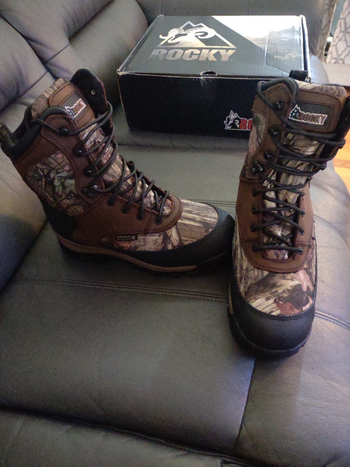 Nib men’s rocky core boots size 8w fq0004755 800mg ins waterproof camo/brown 8″