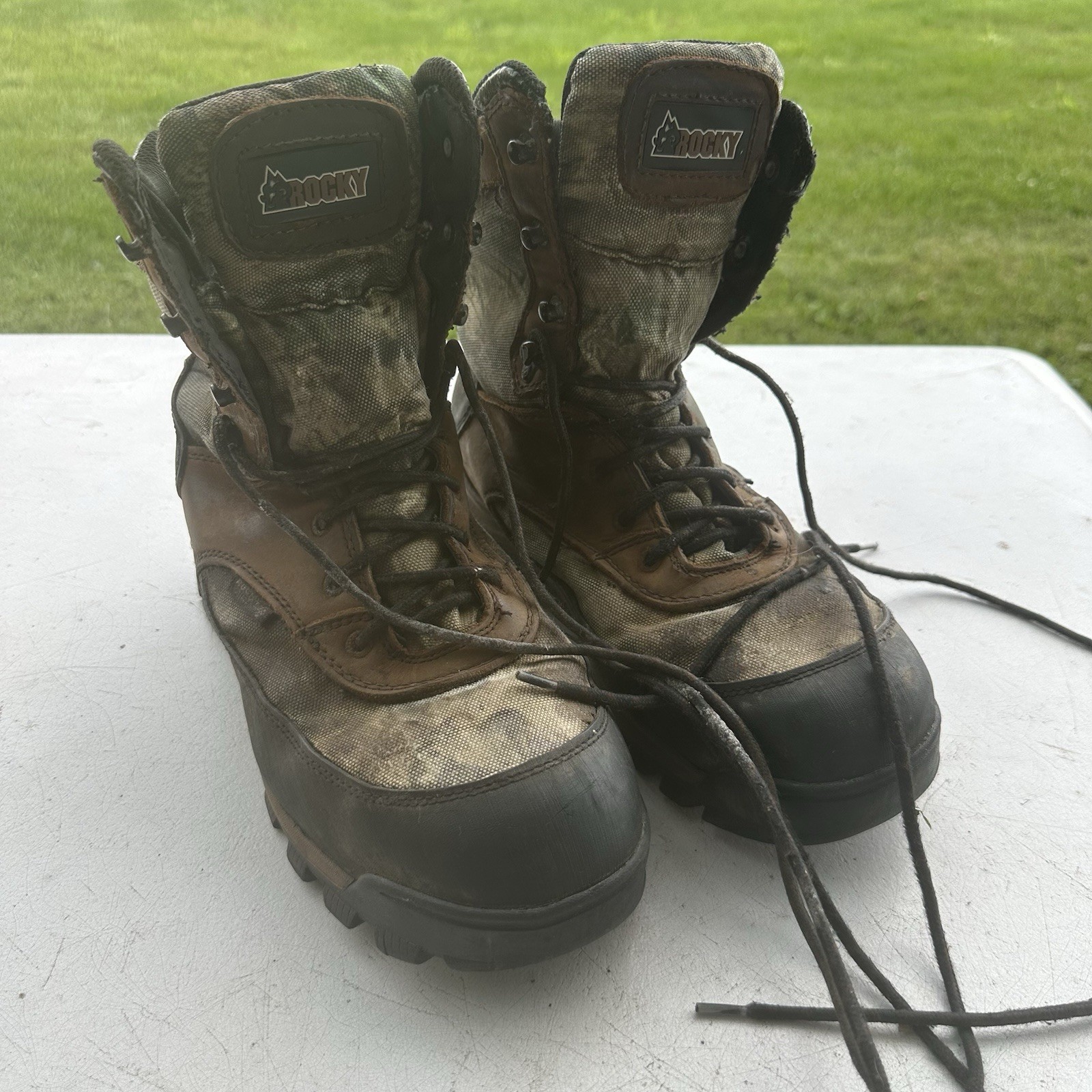 Men’s Rocky  CMO 8″ Outdoor 800g Thinsulte Ins Waterproof Mossy Oak Boots Sz 11W