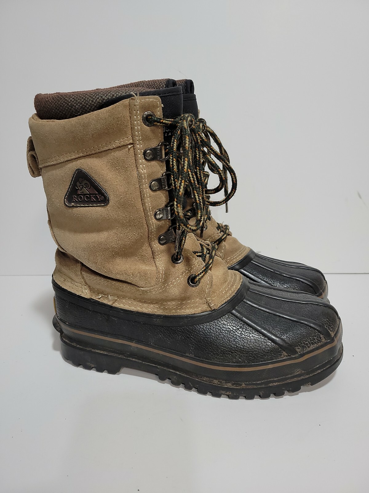 ROCKY 7856 INSULATED BROWN LEATHER RUBBER SOLE MENS 8M BOOTS