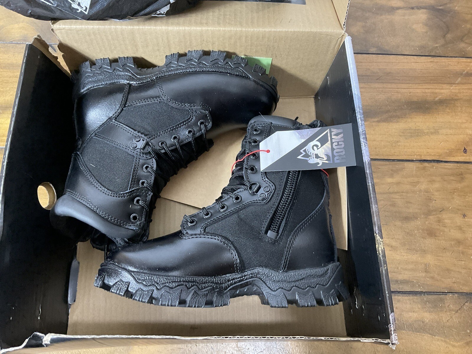 MEN’S ROCKY 2173 ALPHA FORCE 8″ WATERPROOF SIDE ZIP BOOTS BLACK SIZE 4.5W
