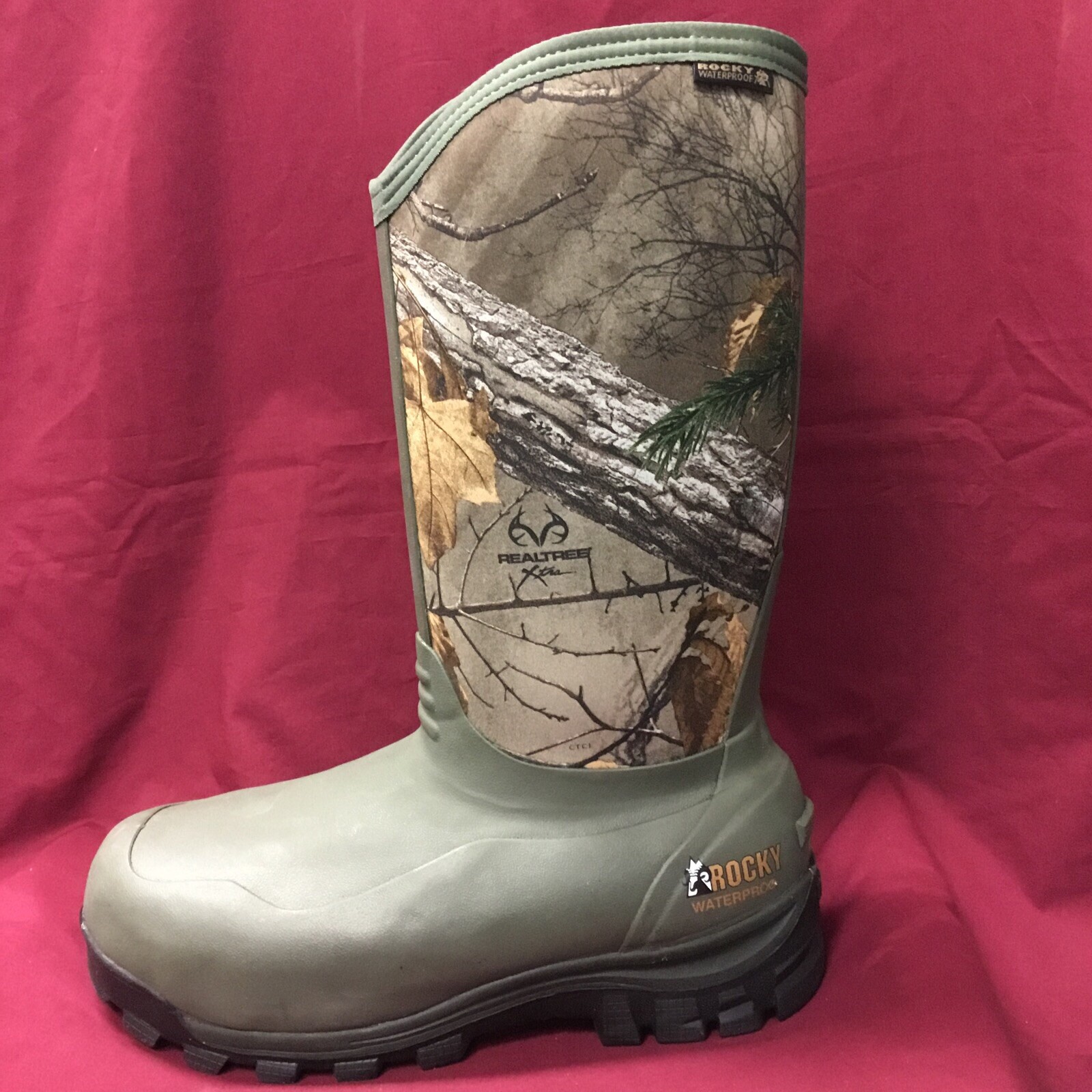 New Mens Rocky RKYS053 Green & Camo Core Rubber 1000G 16” Hunting Boot Size 12 M