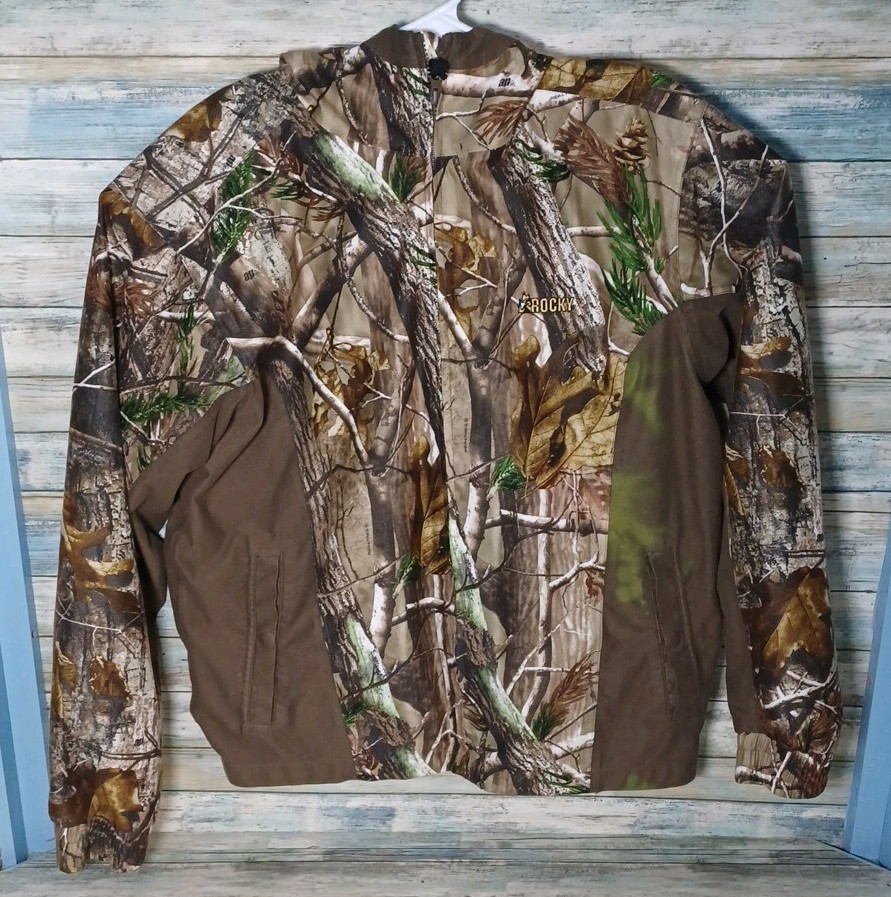 Rocky Men’s Large Realtree AP Camo Hunting Full Zip Hooded Jacket Mesh Lined