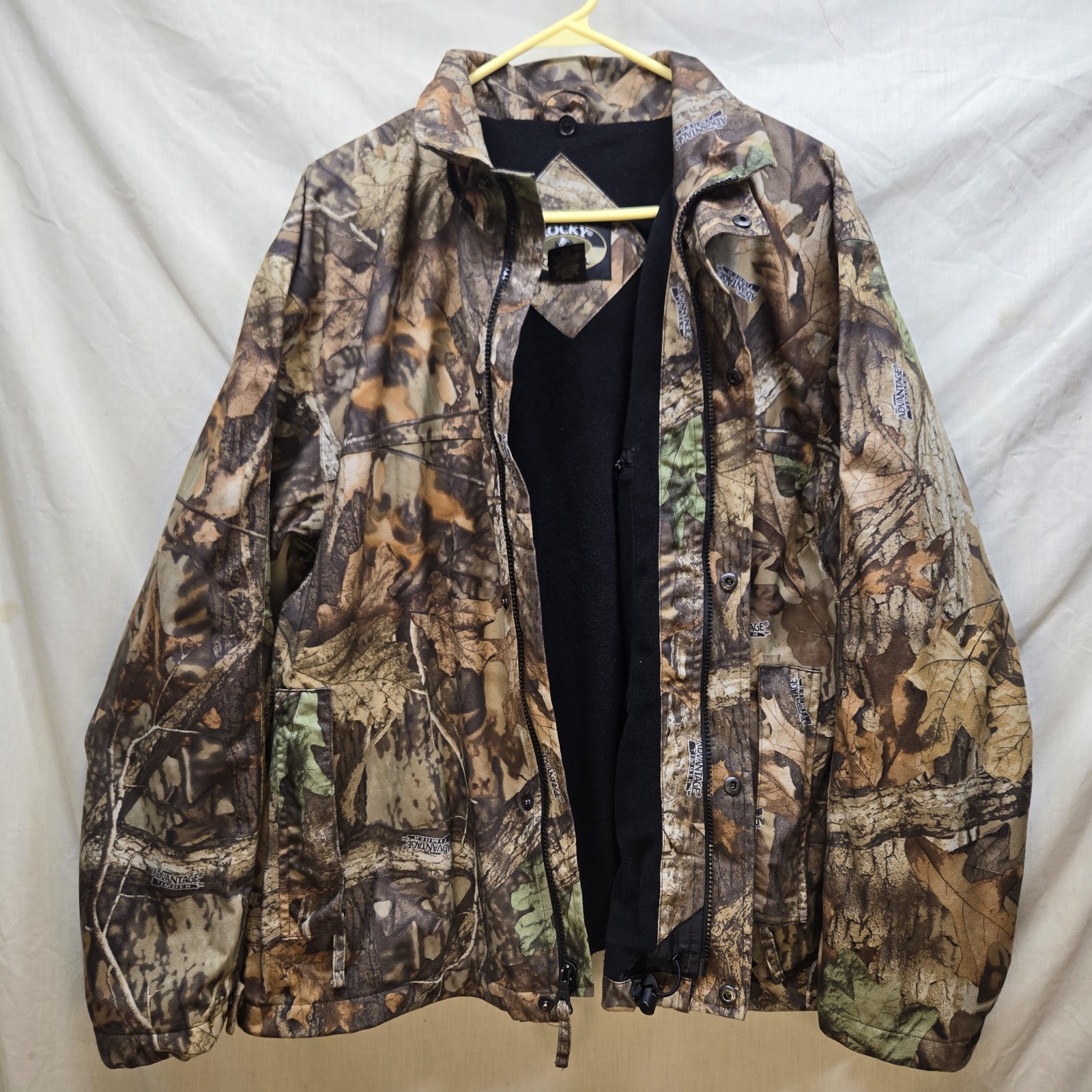 Pro Hunter Rocky Gear Camo Silent Hunter Jacket Men MEDIUM Fleece Lined Full-Zip