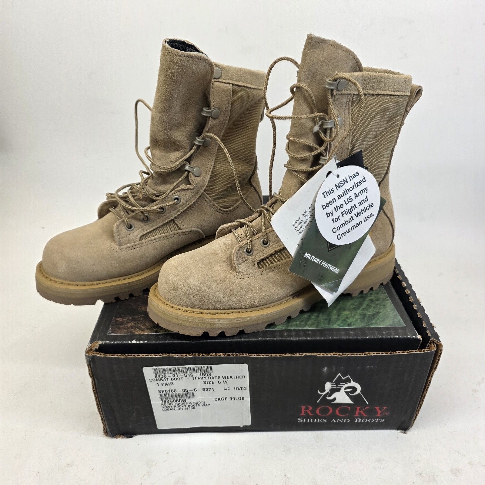 NOS Rocky 790G Desert Tan Suede Military Combat Boots Gore Tex Tactical Size 6W