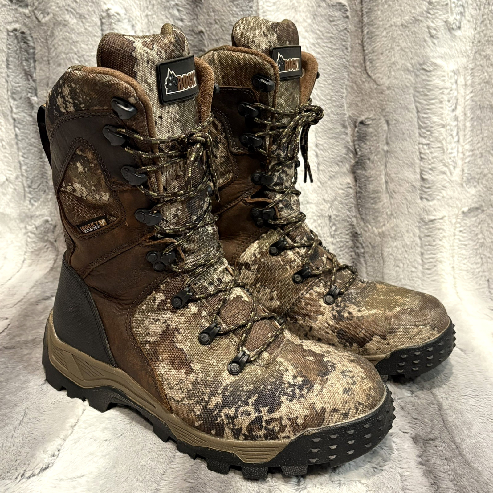 Rocky Sport Pro 9″ 3M-Insulated 400g Waterproof Camo Hunting Boots Men’s 8 EUC