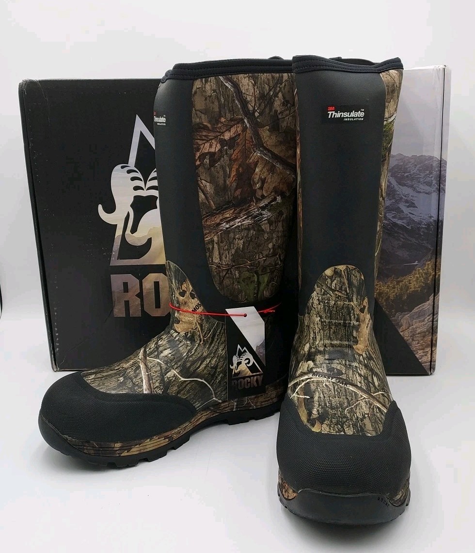 Rocky Men’s Stryker Insulated Waterproof Rubber Hunting Boots Size 8M (J3-B3)