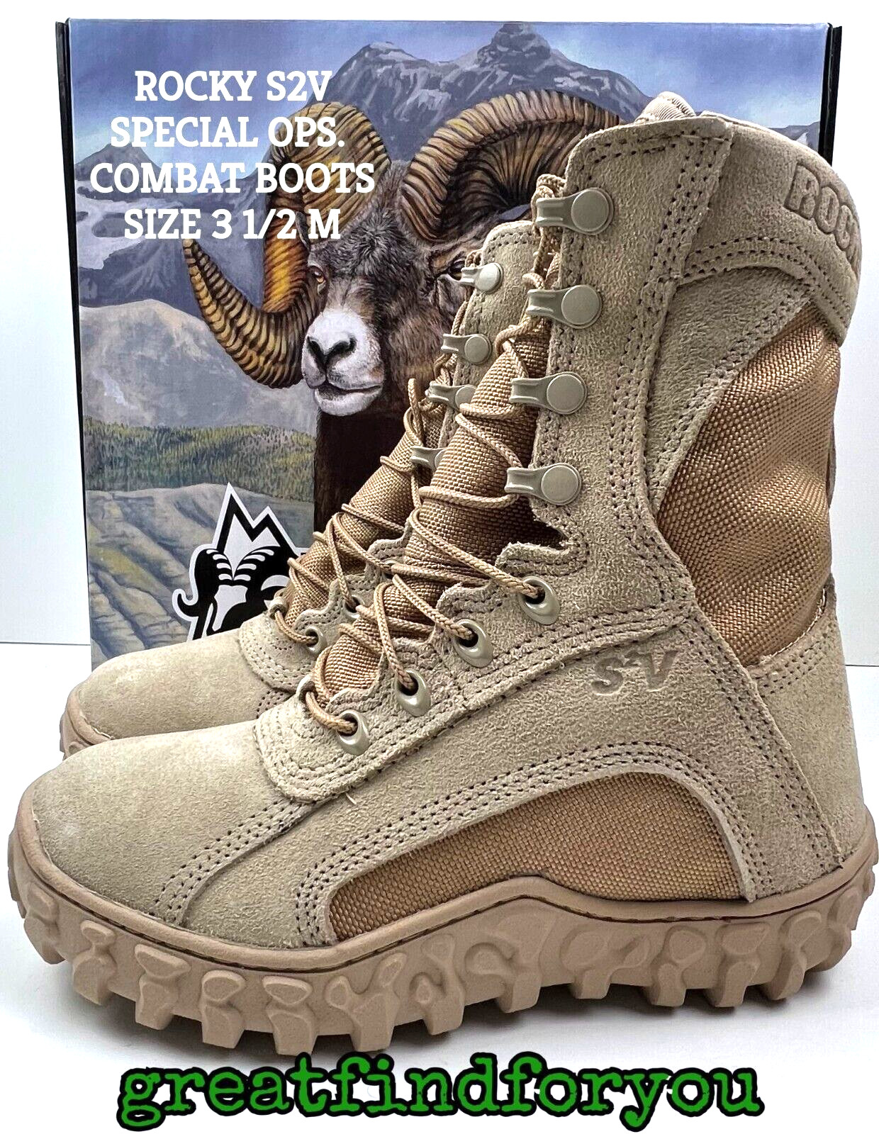 WOMEN’S ROCKY S2V DESERT TAN WATERPROOF SPEC. OPS MILITARY BOOT  SZ. 3.5 R