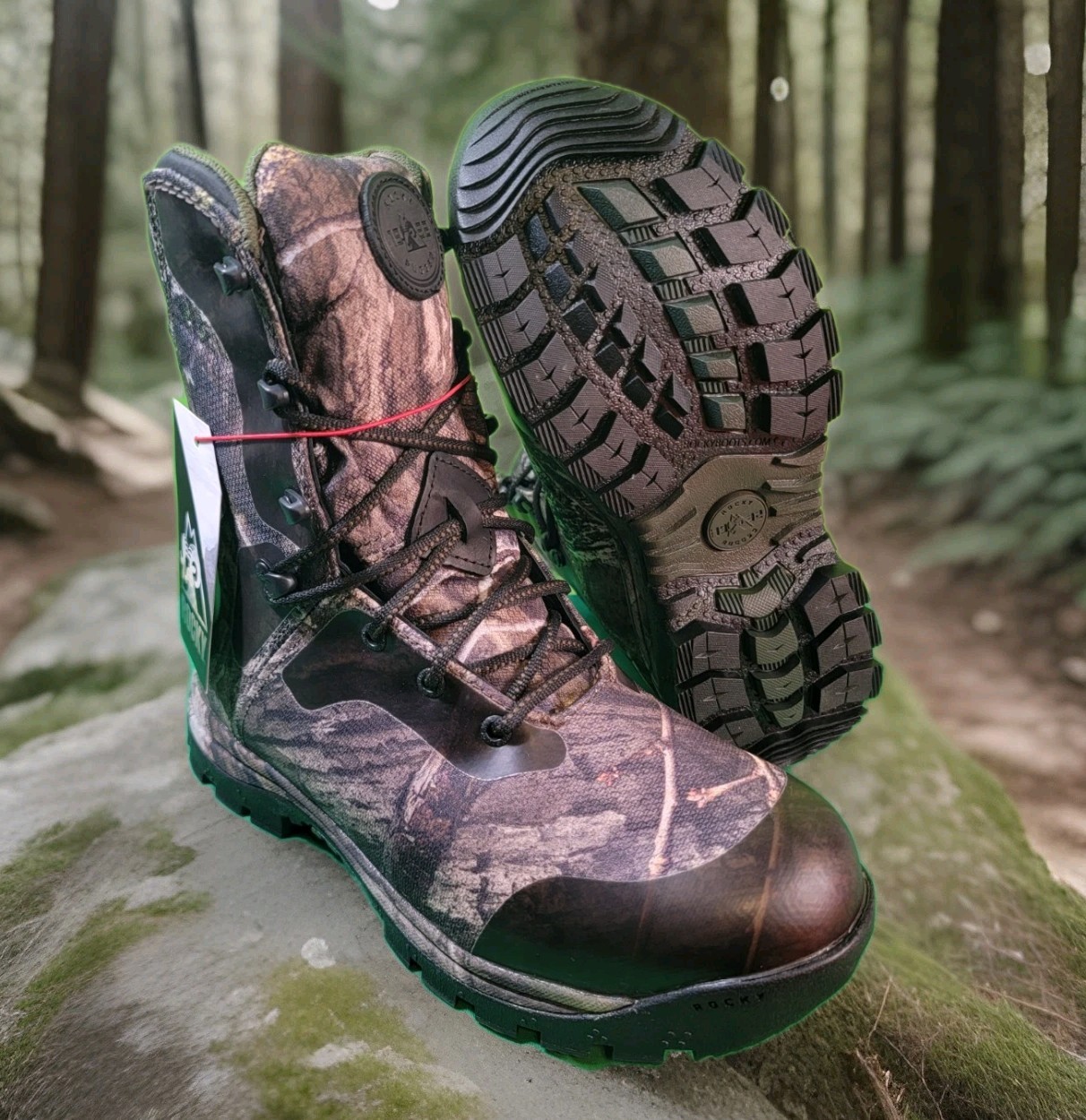 New Rocky LYNX Mens 8″ 1000g Insulated Waterproof Missy Oak Hunting Boots, sz 9W