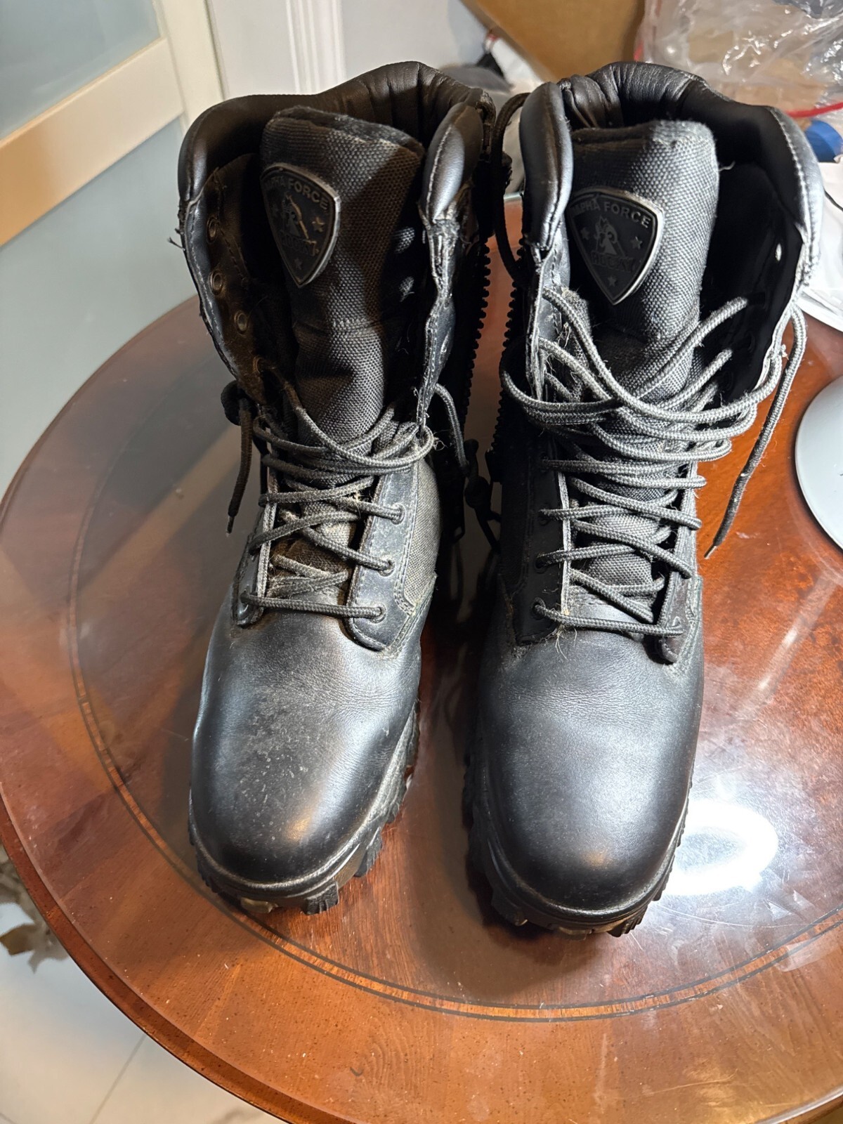 Mens Rocky Alpha Force Black Tactical Work Boots 11W With Side Zippers     58-65