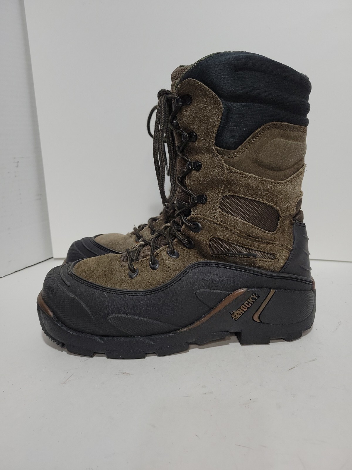 ROCKY BLIZZARD STALKER THINSULATE 1200GRAM BROWN SAFETY TOE  MENS 8M BOOTS