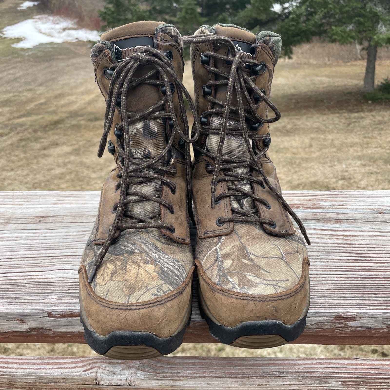 Rocky Boots Mens 8 Brown Hunting Camo Waterproof Insulated 400 Work Utility