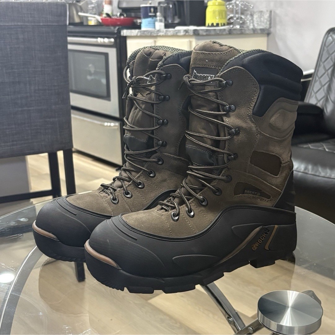 ROCKY Men’s 9″ Thermal Insulated Water Resistant Hunting Boots Brown US 11M
