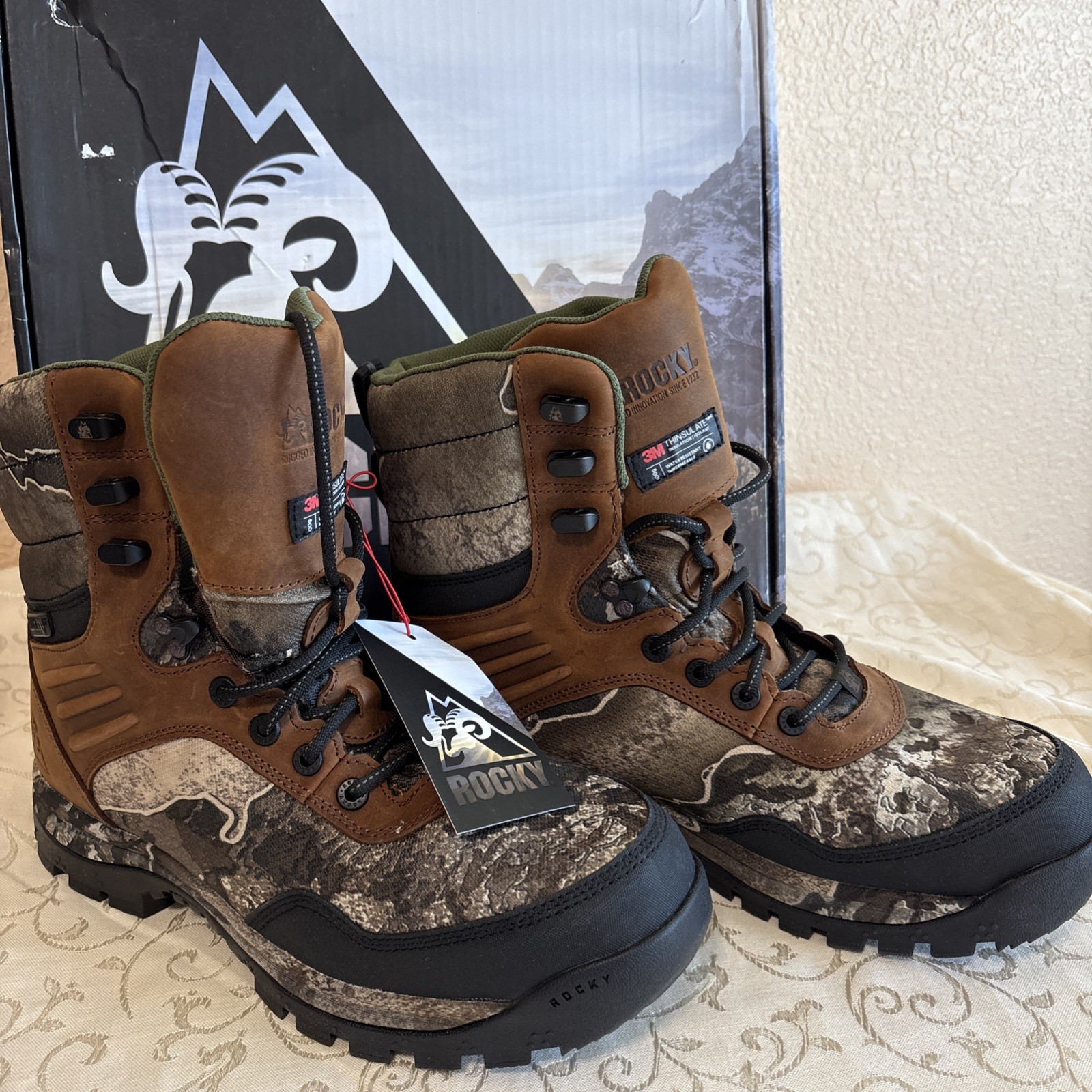 ROCKY BOOTS LYNX MEN’S 10.5M TRUE TIMBER WATERPROOF INSULATED HUNTING BOOTS