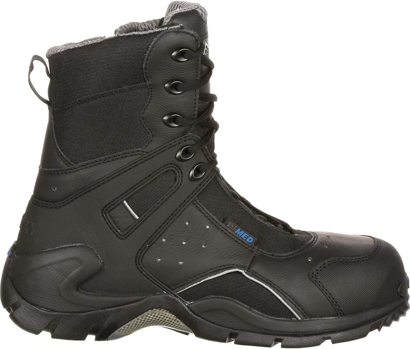 ROCKY 1st Med Carbon Fiber Toe Puncture-Resistant Side-Zip Waterproof 10 Black