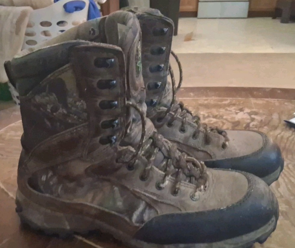 Rocky Hunting Boots Mens Size 10.5W Brown Camo Waterproof Insulated Hunting