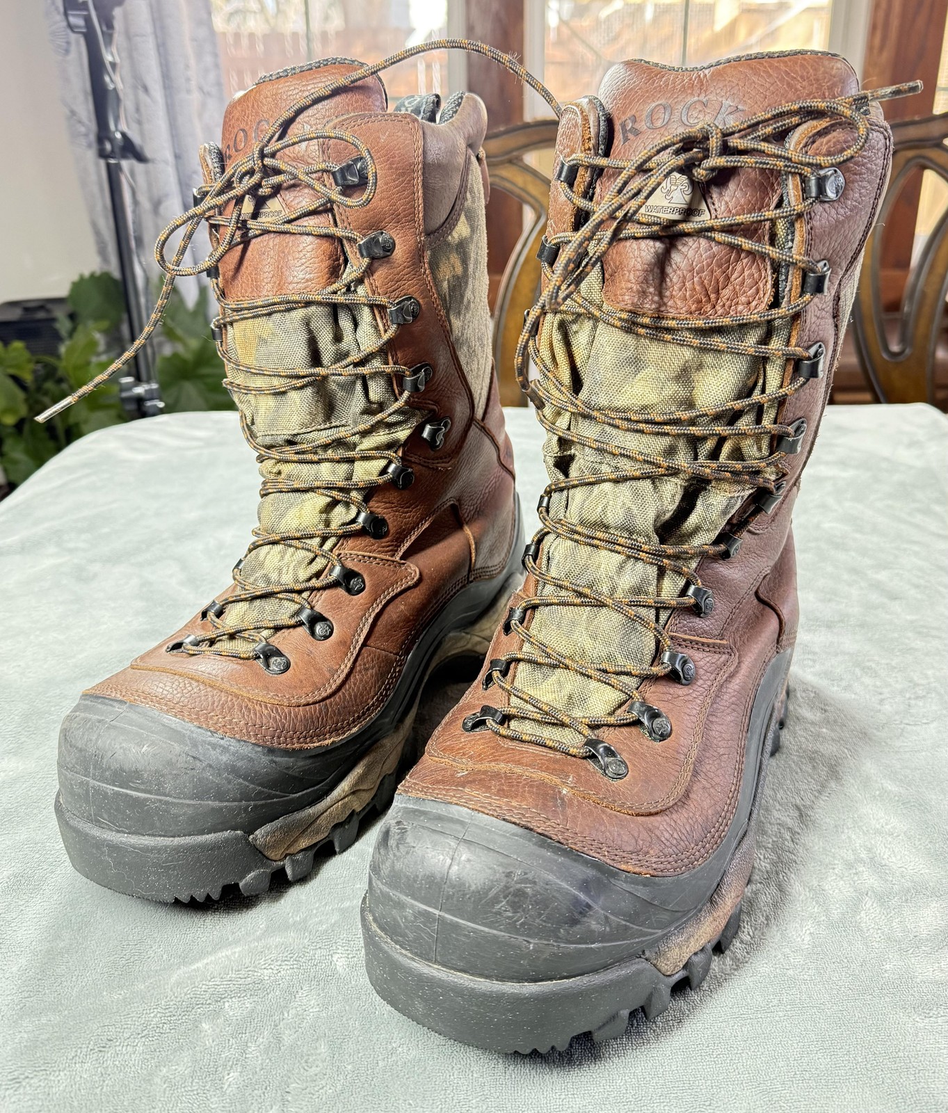 Rocky Boots Mens Size 12 Brown Leather Camo Thinsulate Ultra 1000g Hunting Snow