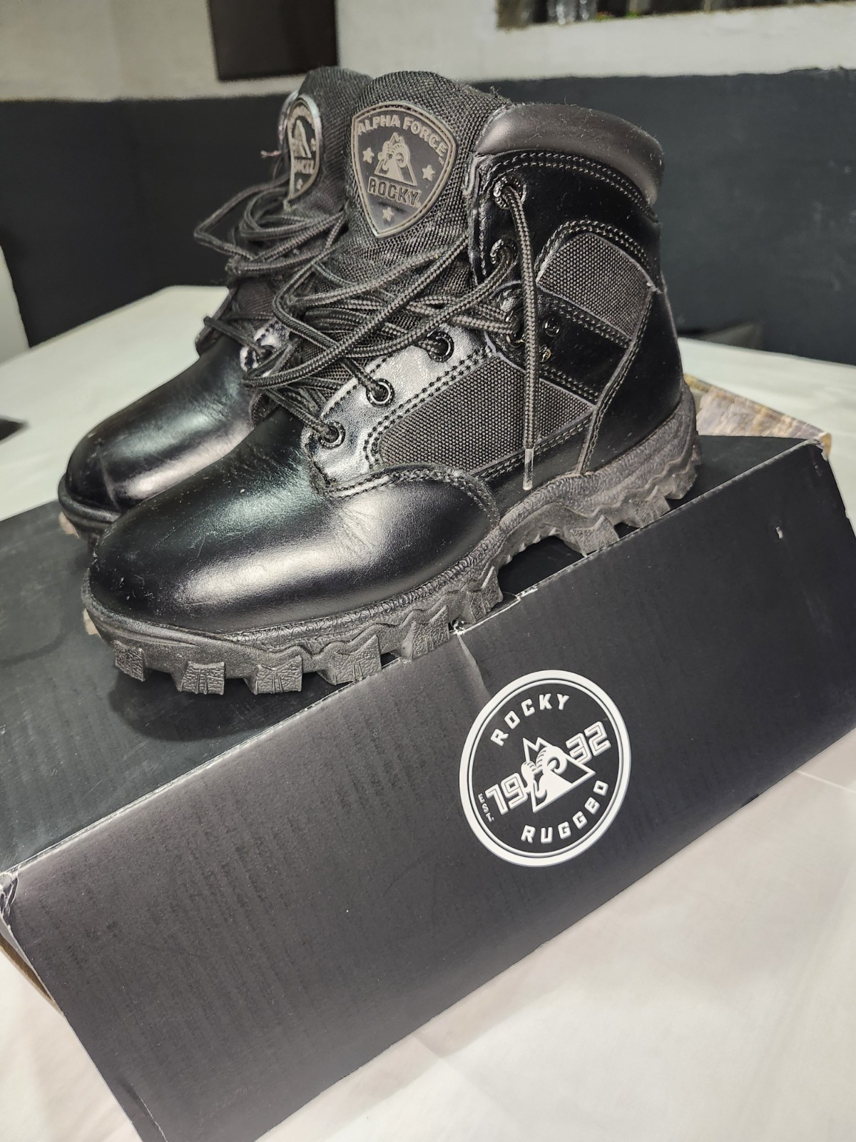 Rocky Alpha Force Waterproof Men’s Black Boots Size 5.5W Has Wear On Inside