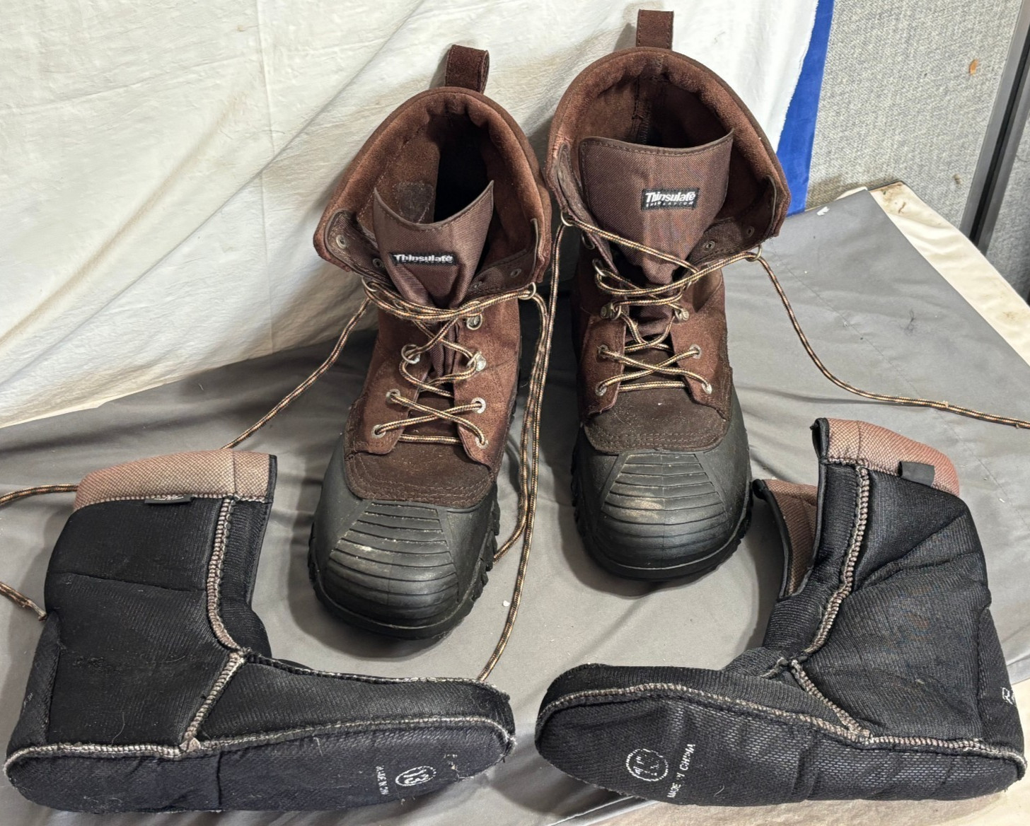 THINSULATE ROCKY 7908 WORK HUNT Leather BOOTS + Insulated INSERTS Mens 13 200g